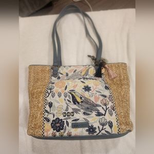Bird SakRoots Embroidery Boho Woven Raffia Tote Shoulder Bohemian Bag Purse new